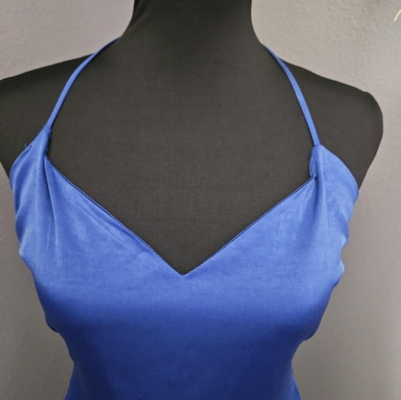 Urban Outfitters Blue Silky Maxi Dress With Side Slit - small - Picture 5 of 13